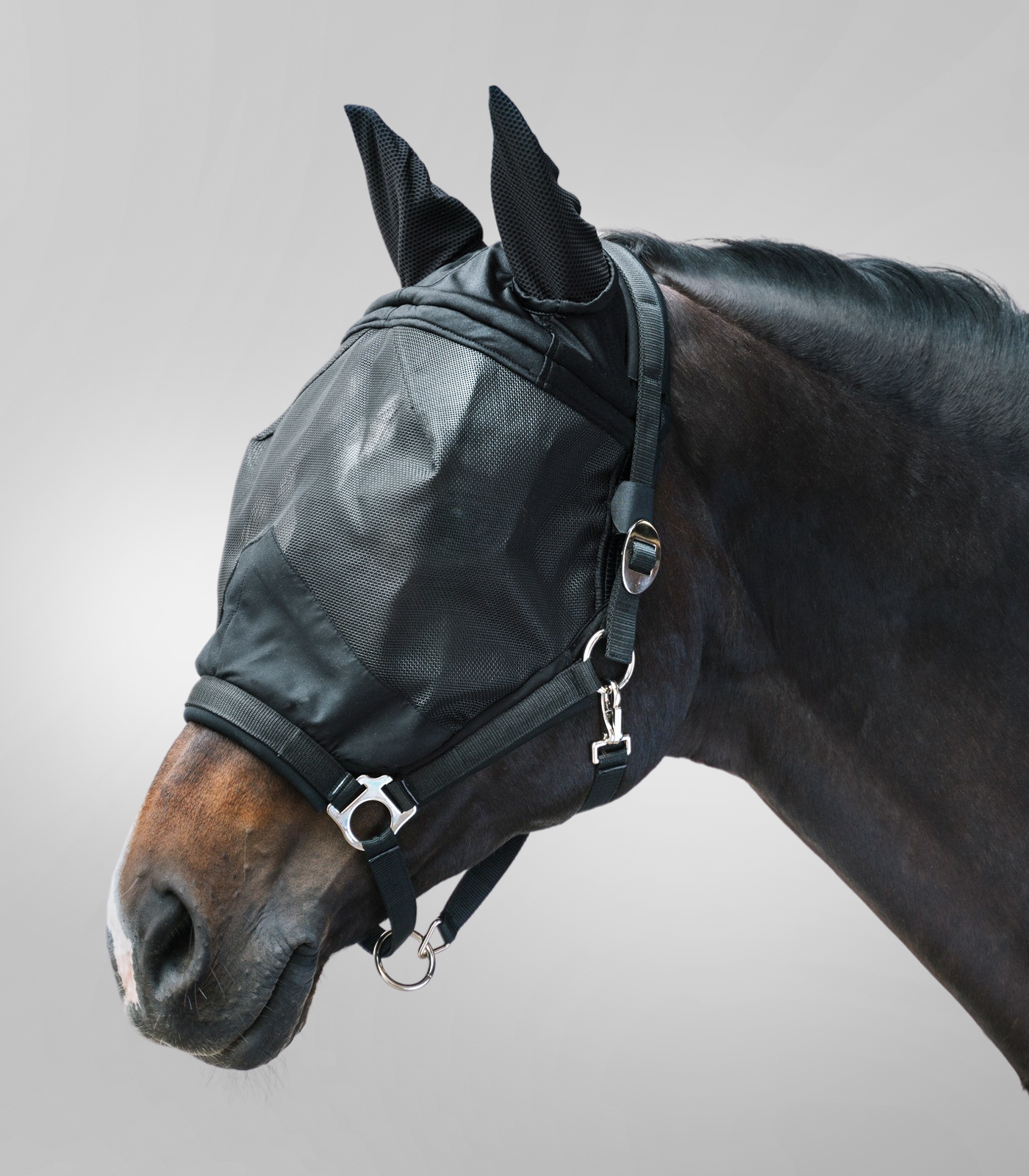 WALDHAUSEN PREMIUM Fliegenmaske mit Halfter, schwarz