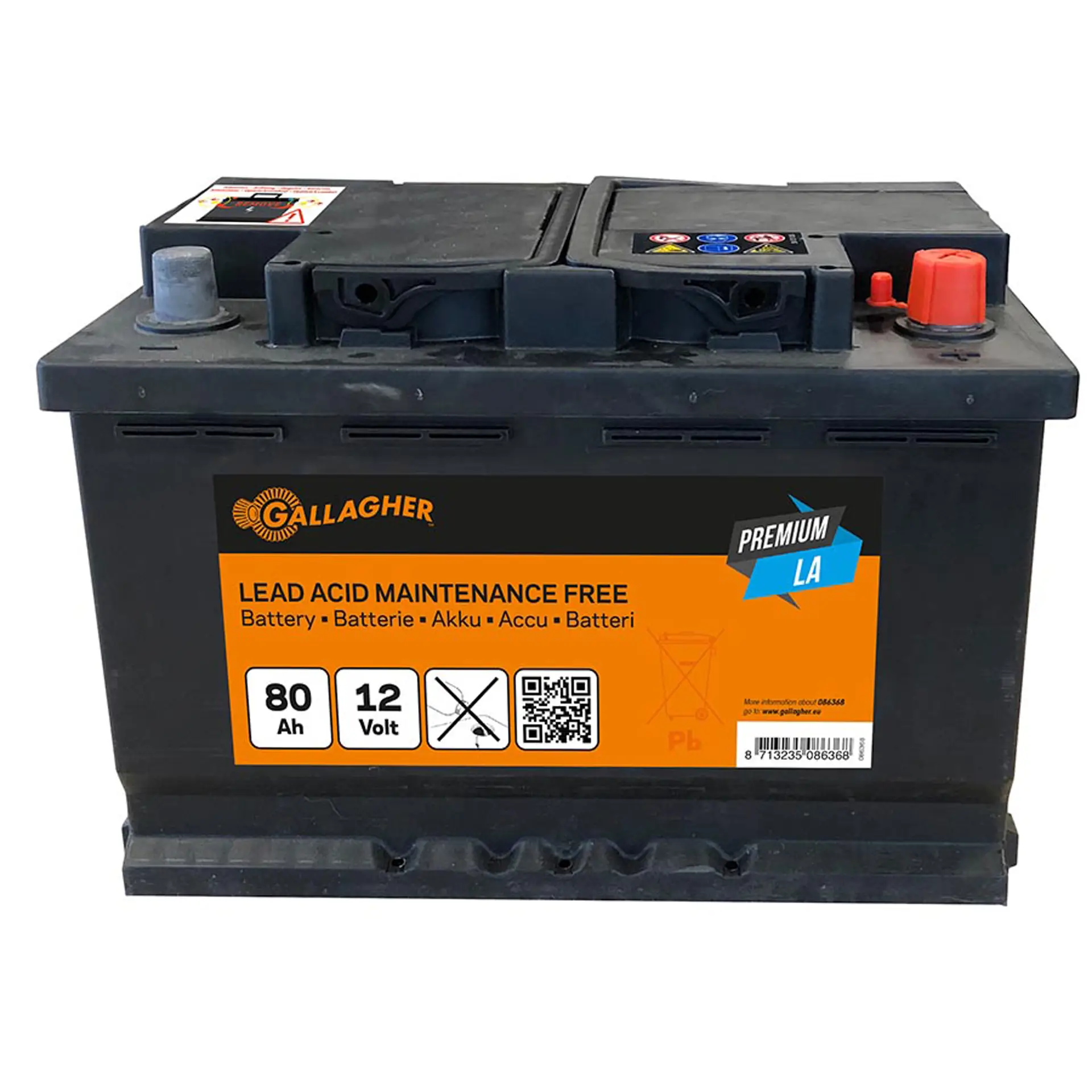 GALLAGHER Weidezaunakku 12 V/80 Ah Premium LA - 278 x 175 x 190