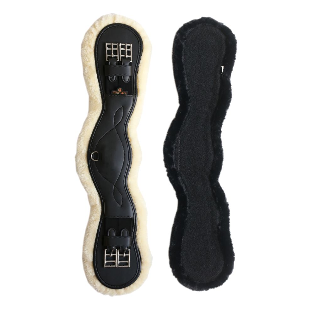 KENTUCKY® HORSEWEAR Lammfell Kurzgurt Anatomic mit 2 Fellen, schwarz