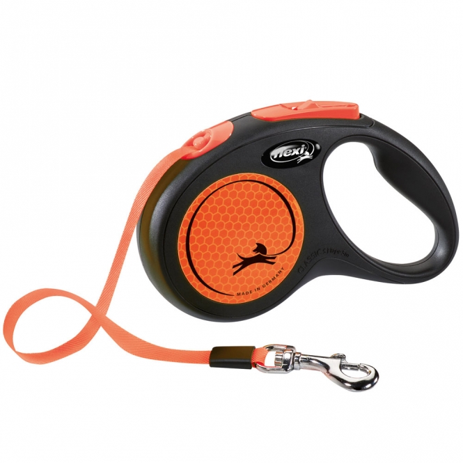Flexi New Classic Neon Gurt-Roll-Leine Orange