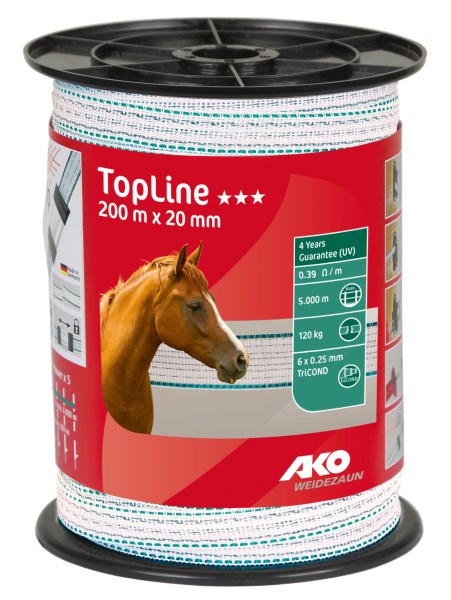 AKO TopLine Weidezaunband, Breite: 20 mm (pink/weiß o. petrol/weiß)