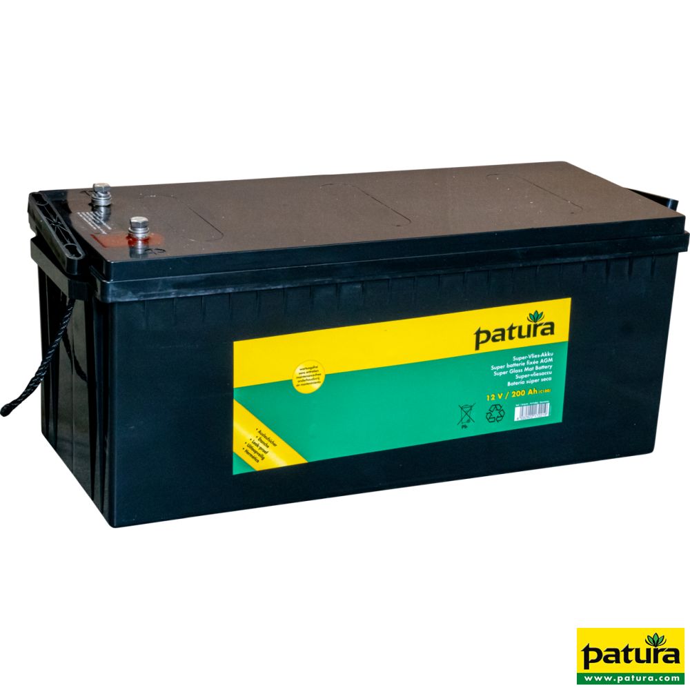 PATURA Sicherheitsbox XL, mit P 6000 Weidezaungerät + 200 W Solarmodul + Super-Vlies-Akku 200 Ah
