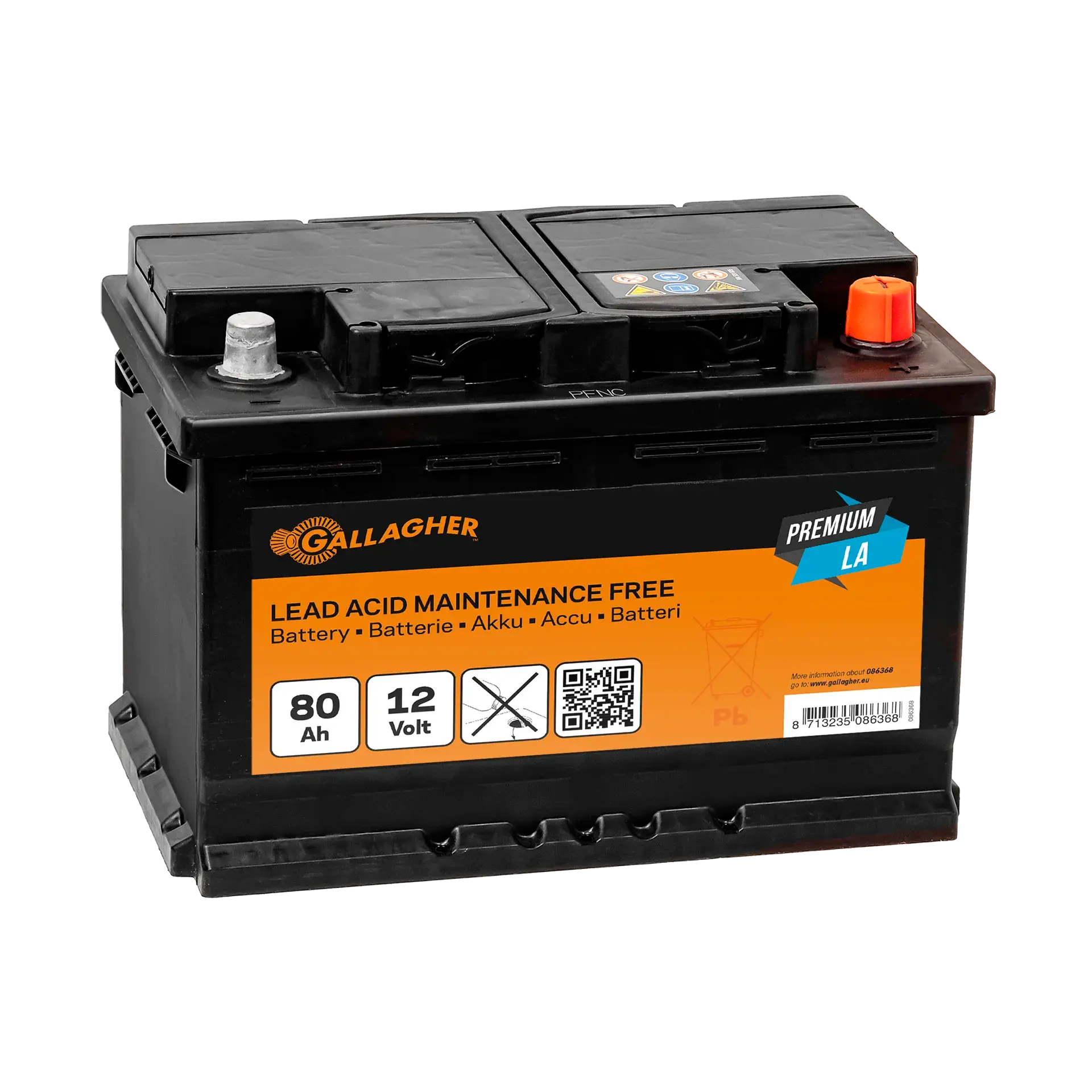 GALLAGHER Weidezaunakku 12 V/80 Ah Premium LA - 278 x 175 x 190