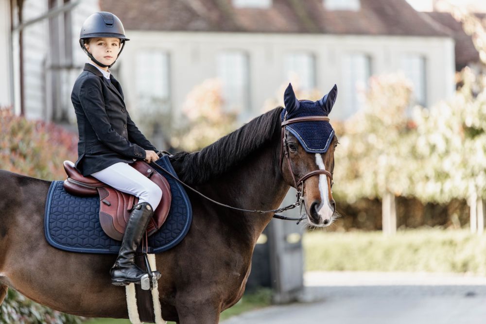 KENTUCKY® HORSEWEAR Fliegenhaube Wellington mit Glitzereinfassung, marine