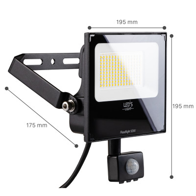 SHADA Flutlicht mit Sensor-LED - 50W 9000lm 4000K - Lumileds LED - schwarz