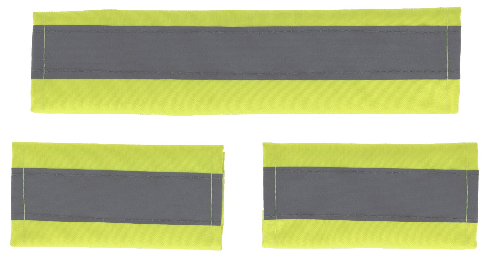 Kerbl Reflex Trensen- und Halfterset in Neongelb, dreiteilig mit breitem, grauem Reflektorstreifen.
