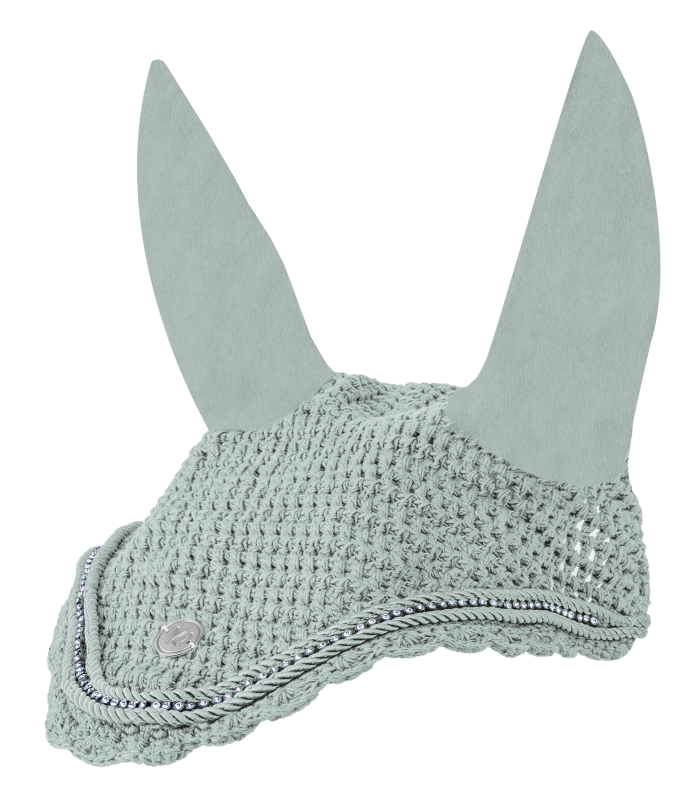 Silberblaue Fliegenohren Nepal von Waldhausen mit elastischen Ohren, Zierkordel und glitzernden Strasssteinen