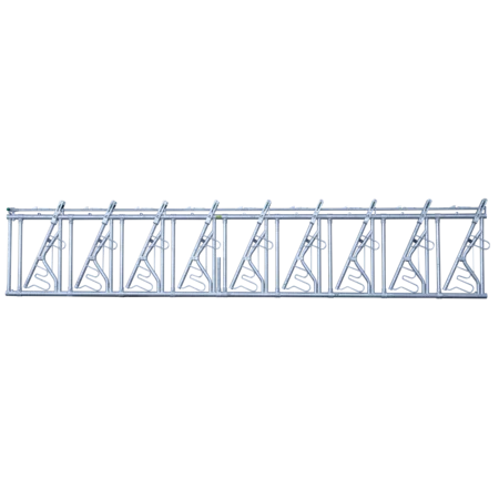 PATURA Sicherheits-Selbstfangfressgitter Typ SSV Patura Sicherheits-Selbstfangfressgitter Typ SSV aus verzinktem Stahl mit mehreren Fressplätzen in Frontalansicht.