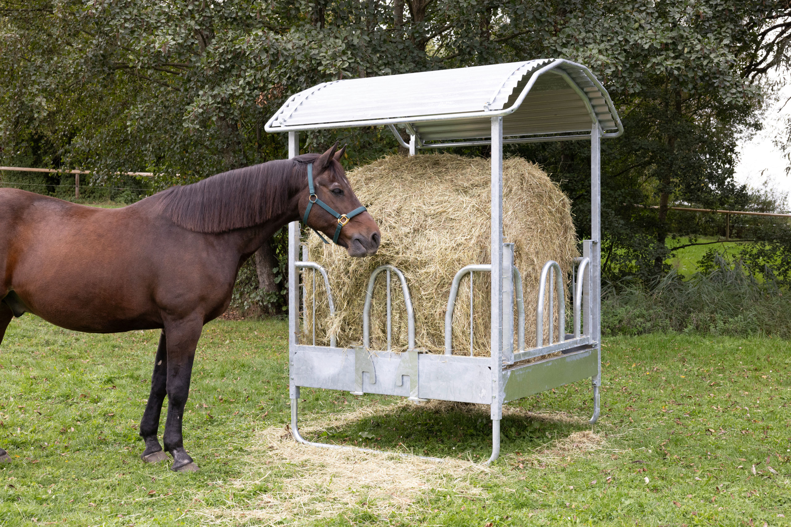 KERBL Viereckraufe Hobby mit Dach und Palisadenfressgitter