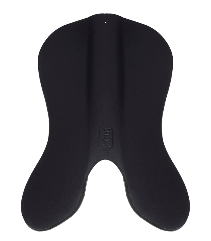 Wintec Riser Comfort Pad in Schwarz für Dressur und Vielseitigkeit. Ergonomisch geformte Sattelunterlage in der Aufsicht.