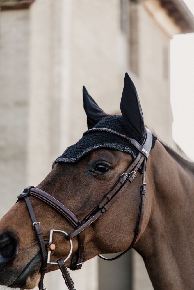 KENTUCKY® HORSEWEAR Fliegenhaube Wellington Glitter Stone, schwarz