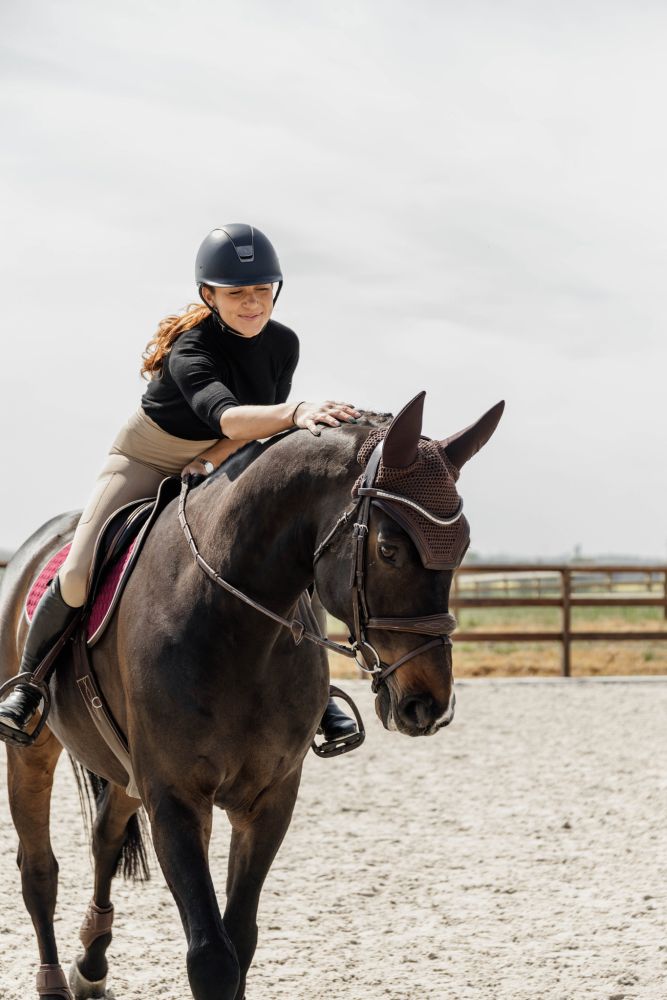 KENTUCKY® HORSEWEAR Fliegenhaube Wellington Leder Soundless, braun
