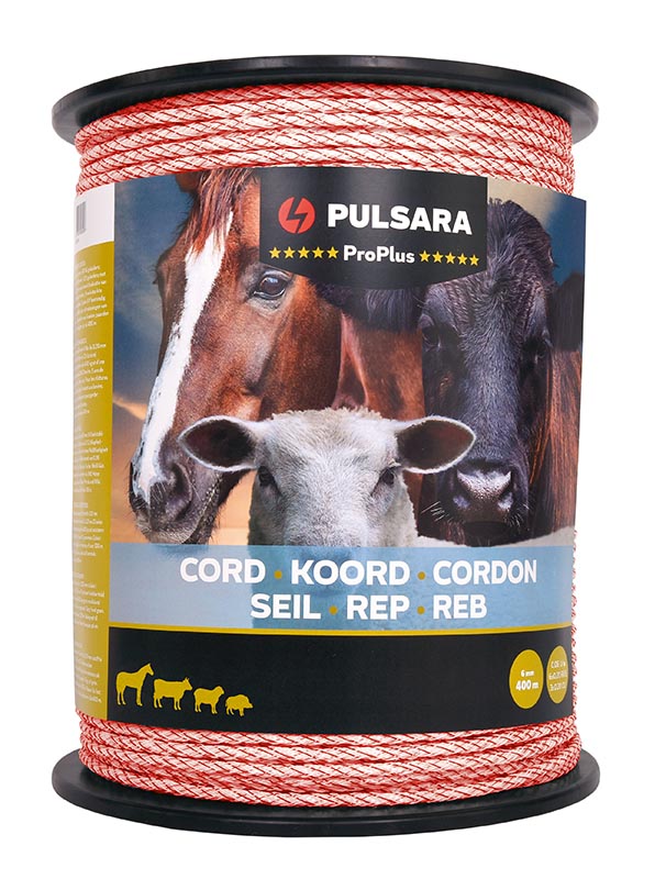 PULSARA Cord Pro Plus, 6 mm, geflochten, weiß/rot