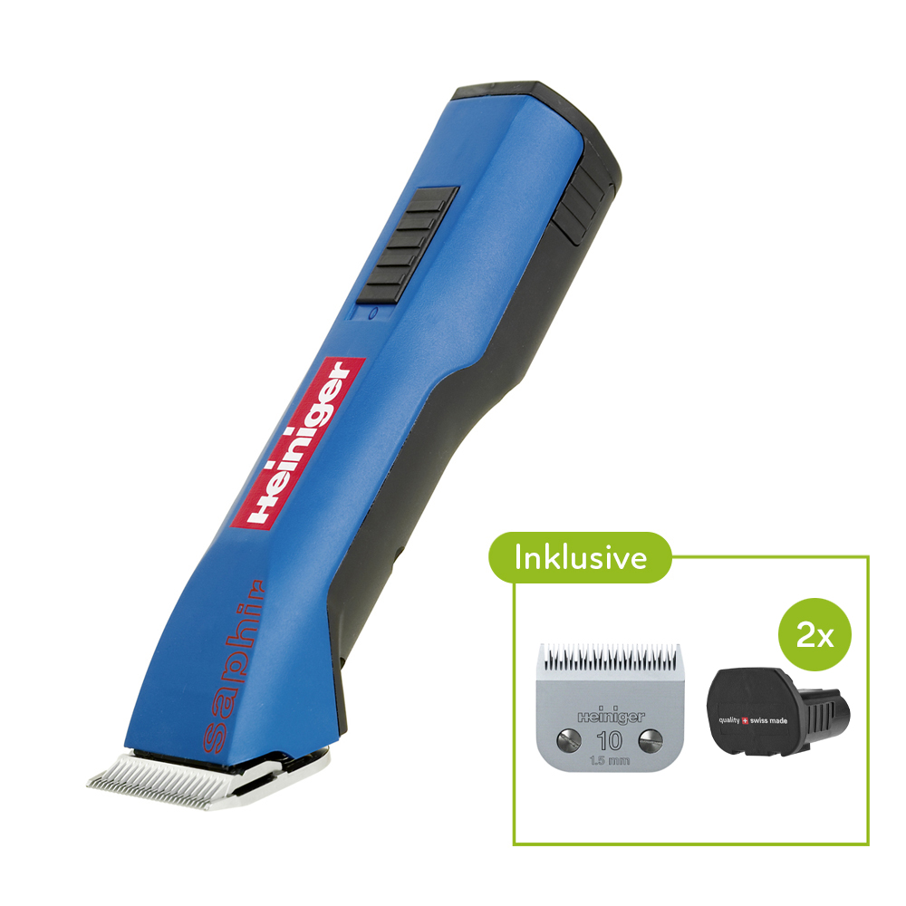HEINIGER SAPHIR Akku-Schermaschine mit 2 x Li-Ion Batterien und Scherkopf