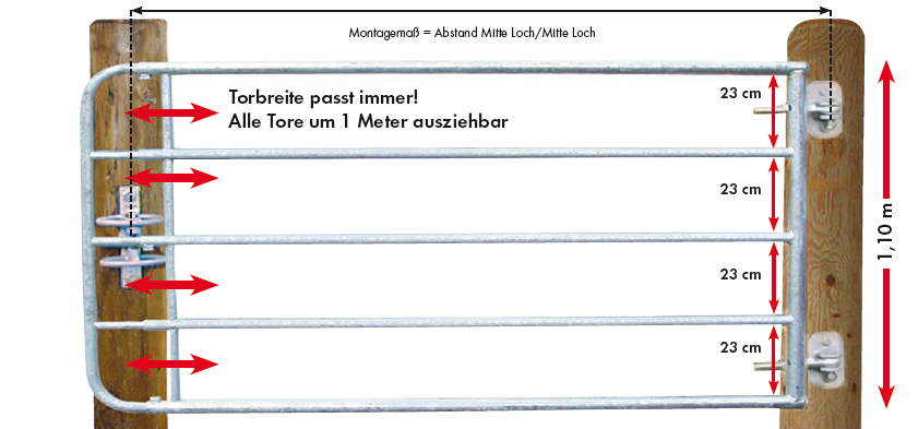 PATURA Weidetor verstellbar - Höhe 110 cm