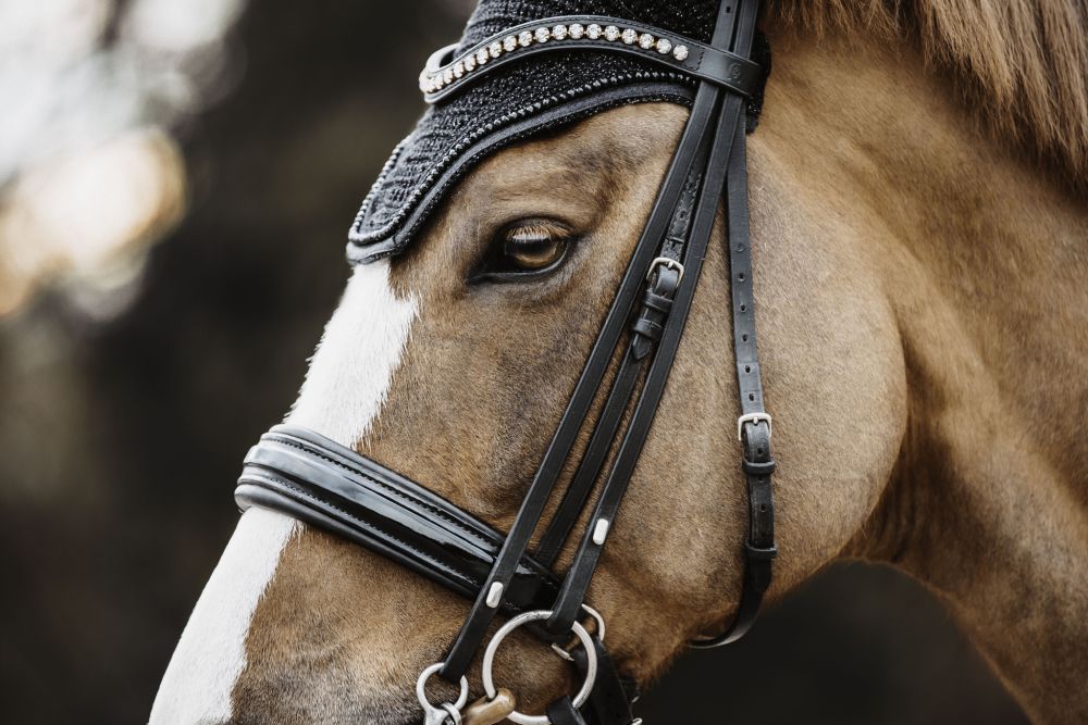 KENTUCKY® HORSEWEAR Fliegenhaube Wellington mit Glitzereinfassung, schwarz