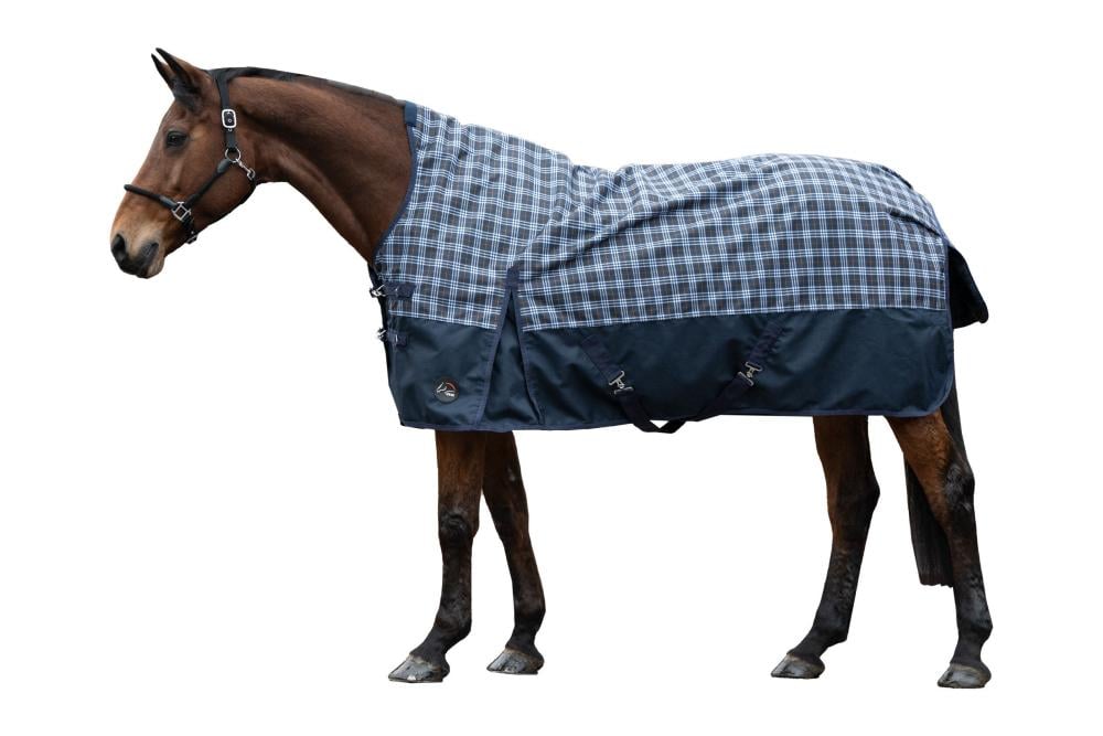 HKM Highneckdecke Glasgow - 1200D mit Fleecefutter, dunkelblau Karo