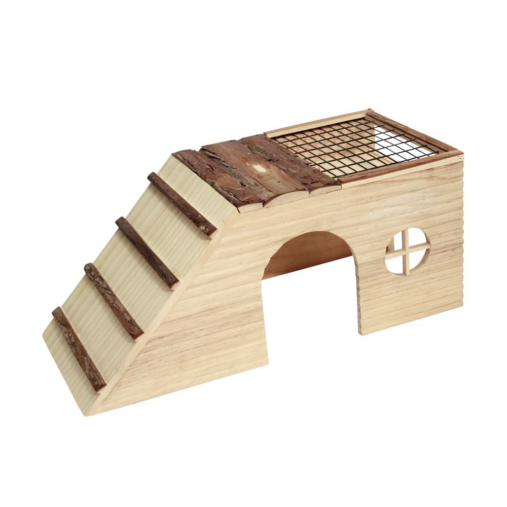 KERBL Nagerhaus mit Rampe aus Naturholz