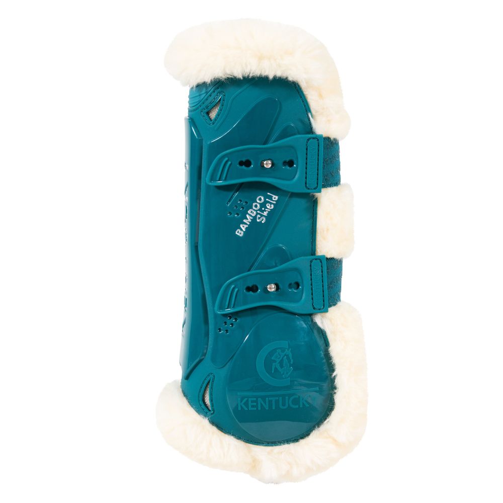 KENTUCKY® HORSEWEAR vegane Lammfell-Springgamasche Bamboo Elastic, smaragdgrün
