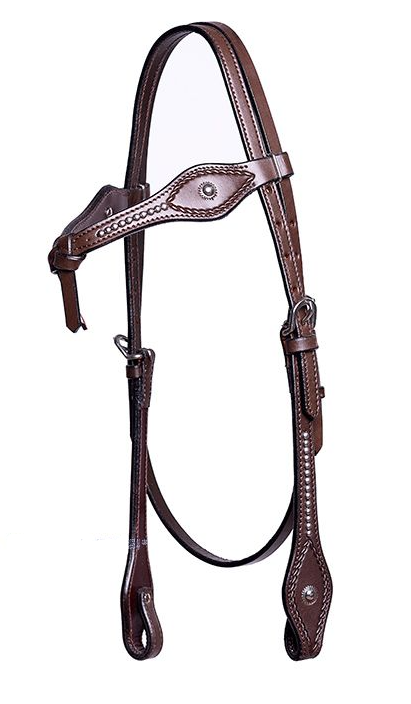 WESTERN IMPORTS® DARK BROWN KNOTTED HEADSTALL w./ DOTS