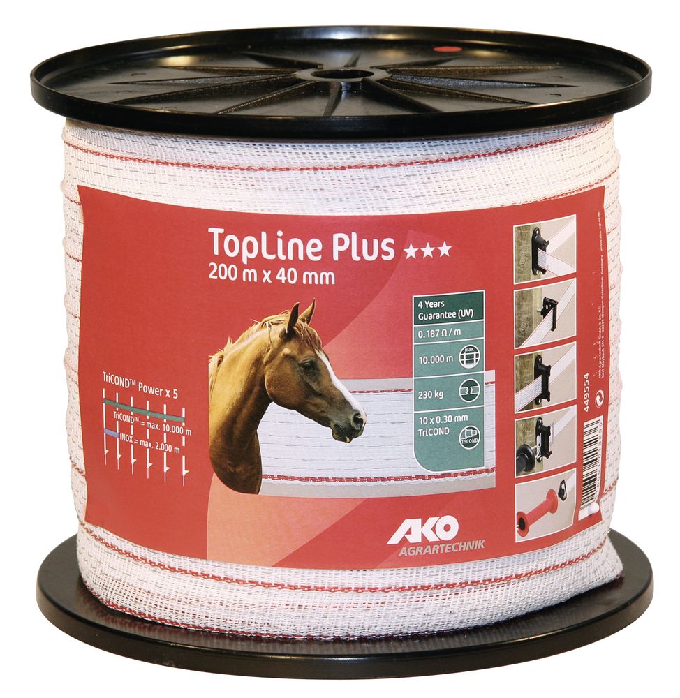 AKO TopLine Plus Weidezaunband weiß/rot, Breite: 40 mm