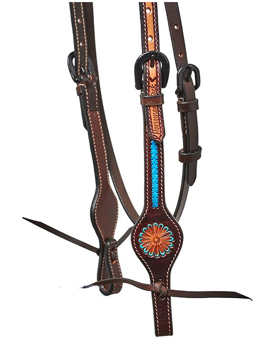 WESTERN IMPORTS® HORSEMAN´S TACK w./ TURQUOIS FLOWER AND BRAIDING