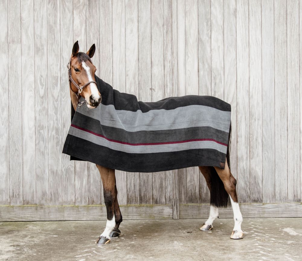 KENTUCKY® HORSEWEAR Fleecedecke Square Stripes Heavy, schwarz/grau
