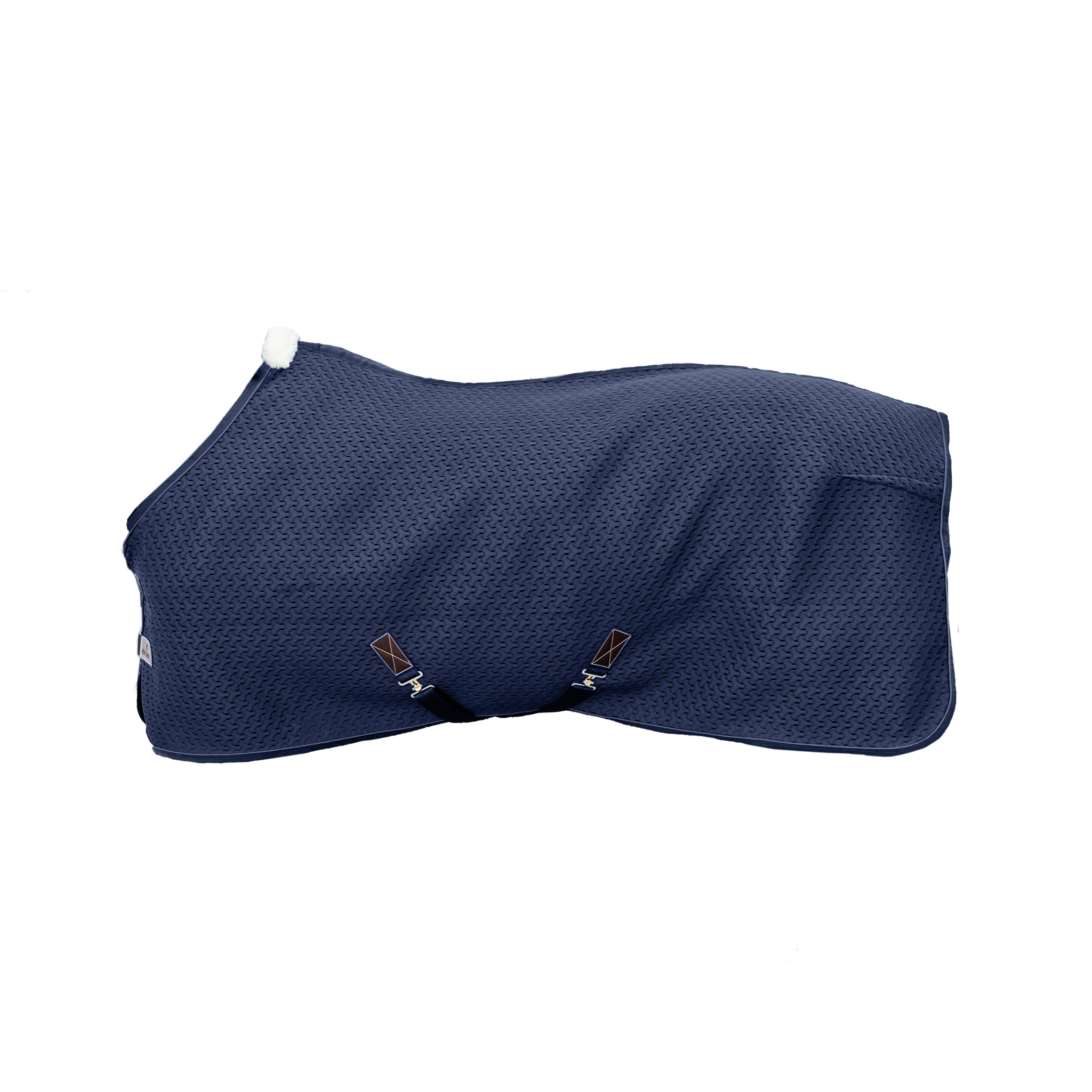KENTUCKY® HORSEWEAR Abschwitzdecke 4D Spacer, navy Dunkelblaue 4D Spacer Abschwitzdecke mit atmungsaktiver Struktur, weißem Widerristpolster und Kreuzgurten.