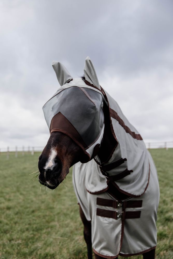 KENTUCKY® HORSEWEAR Fliegenmaske Classic mit Ohren, silber