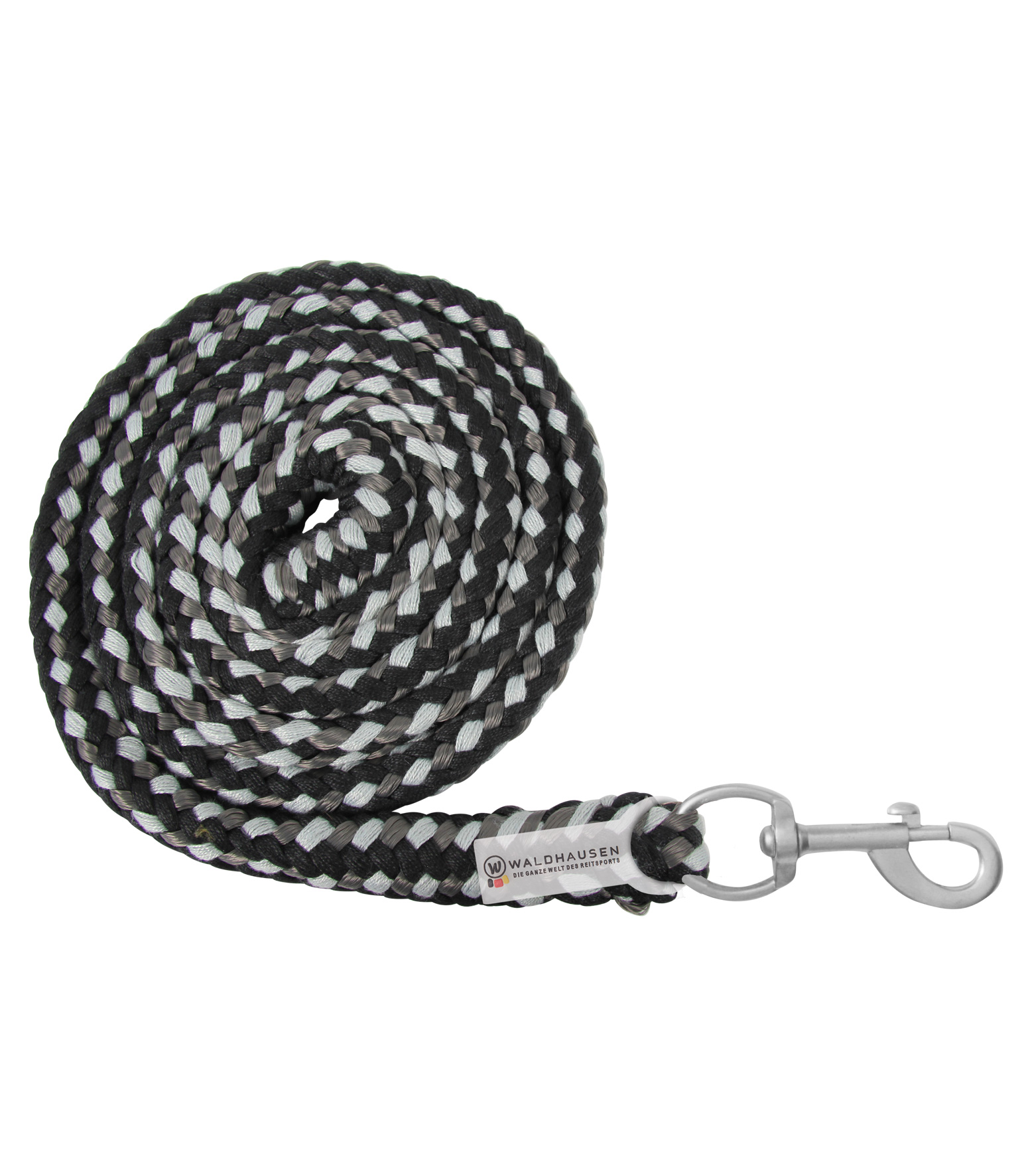 WALDHAUSEN Anbindestrick Plus - Karabinerhaken, schwarz/grau