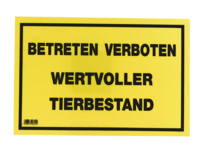 AKO Warnschild - Achtung! Betreten verboten - wertvoller Tierbestand