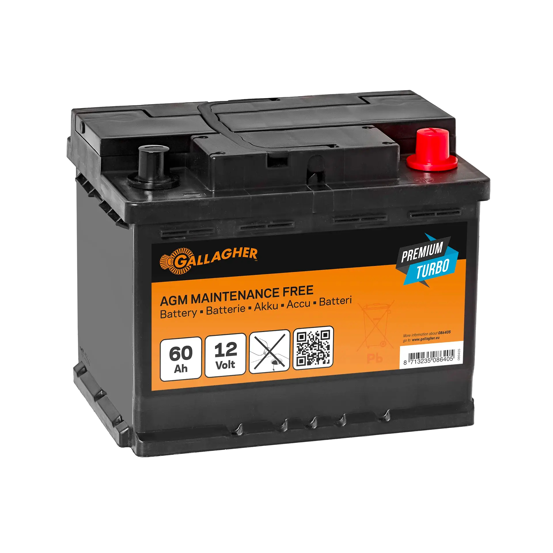 GALLAGHER Weidezaunakku 12 V/60 Ah Premium Turbo AGM - 242 x 175 x 190