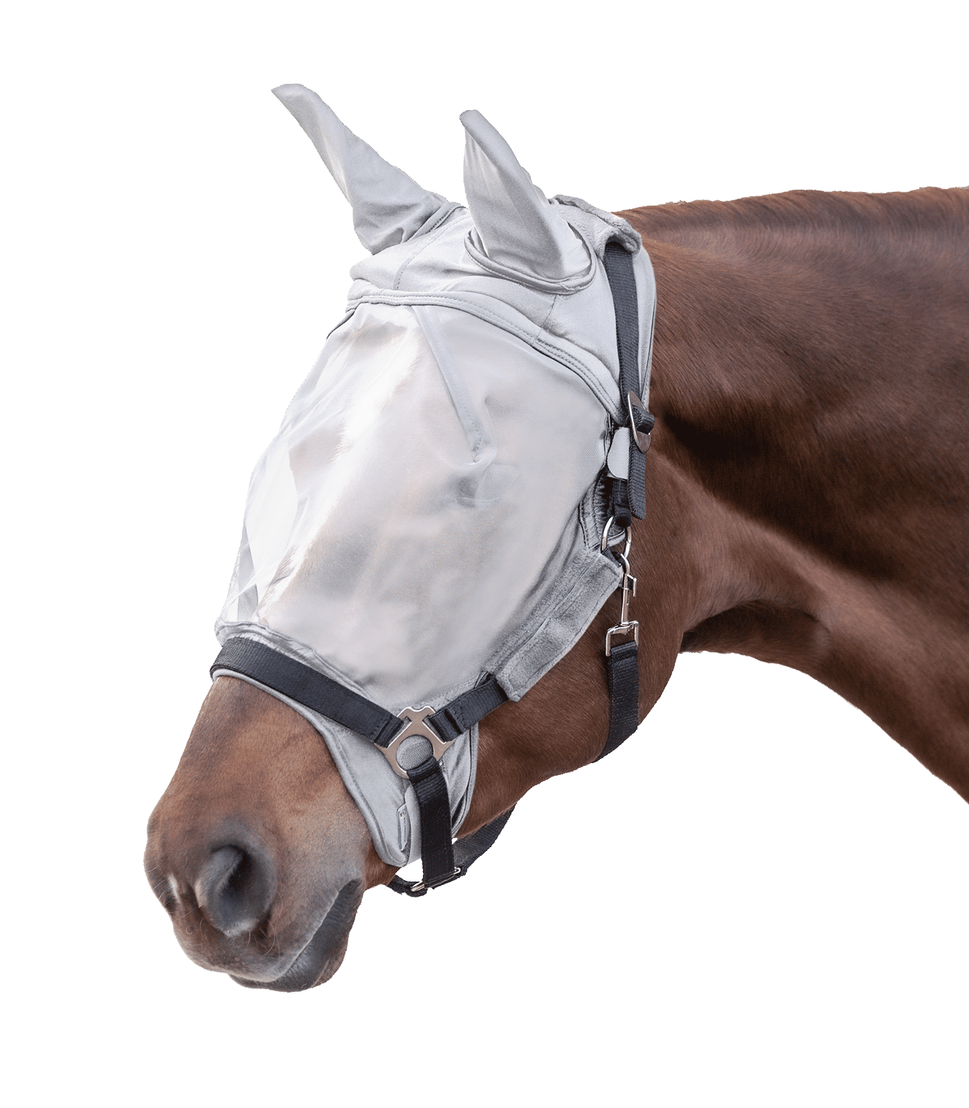 WALDHAUSEN PREMIUM Fliegenmaske, mit Ohrenschutz, silbergrau
