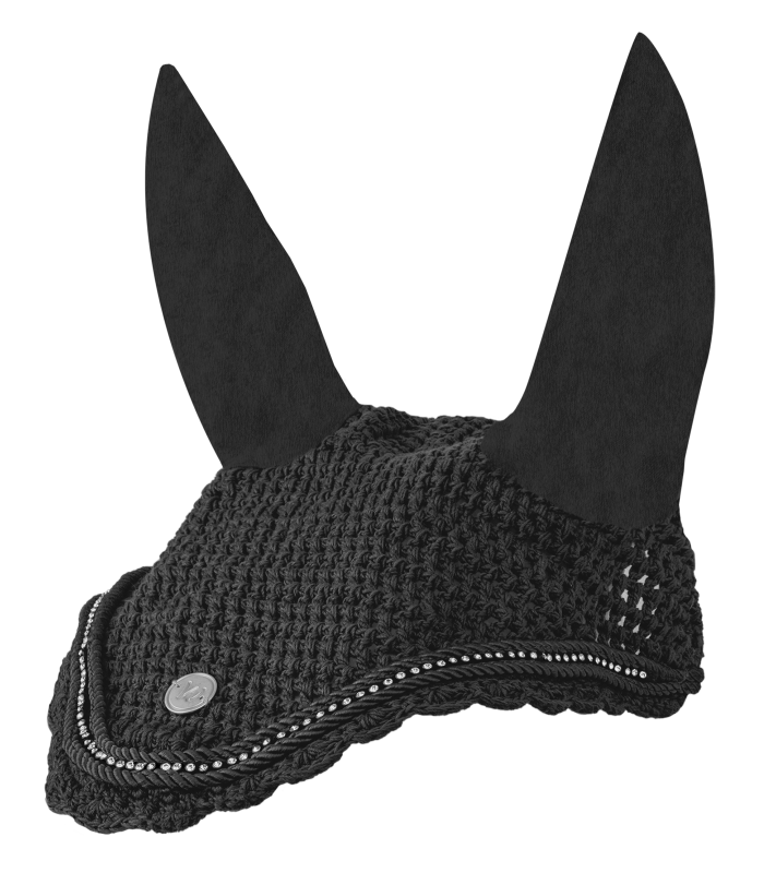 WALDHAUSEN Fliegenohren Nepal, schwarz Waldhausen Fliegenohren Nepal in Schwarz aus gehäkelter Baumwolle mit elastischen Ohren und Strassstein-Verzierung.