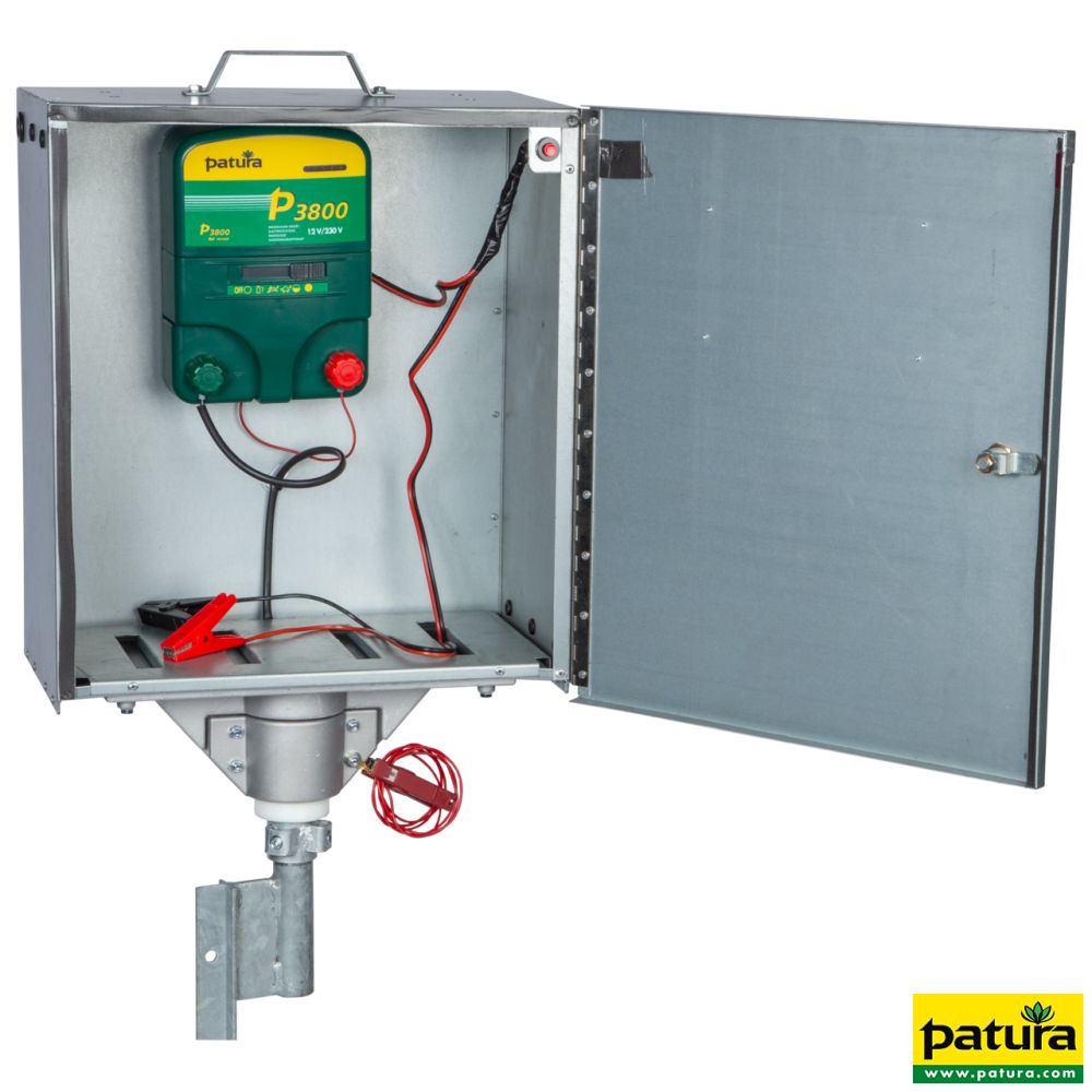 PATURA Sicherheitsbox, mit P 3800 Weidezaungerät + Solarmodul 55 Watt + Super-Vlies-Akku 100 Ah