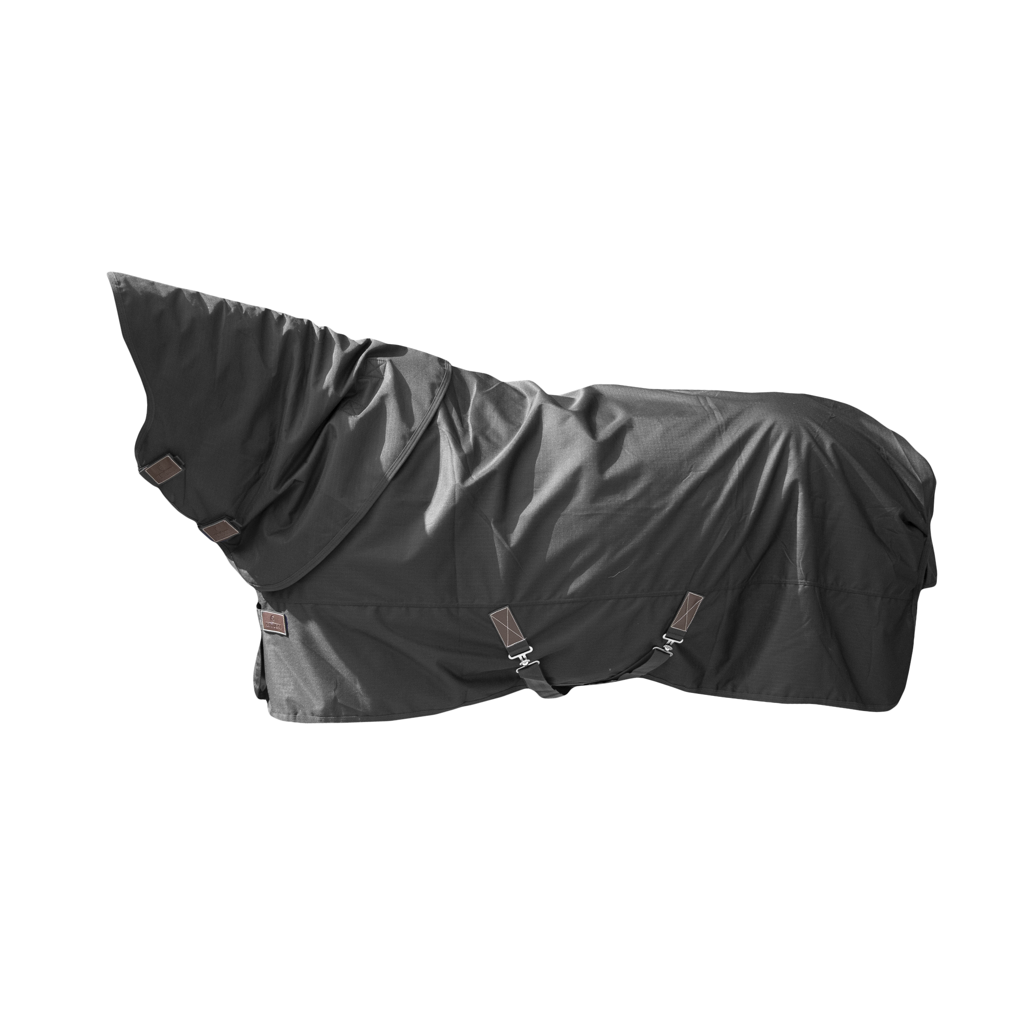 KENTUCKY® HORSEWEAR Weidedecke All Weather Quick dry Fleece 0 g, schwarz Schwarze All-Weather Weidedecke mit integriertem Halsteil und Quick Dry Fleecefutter in der Seitenansicht.
