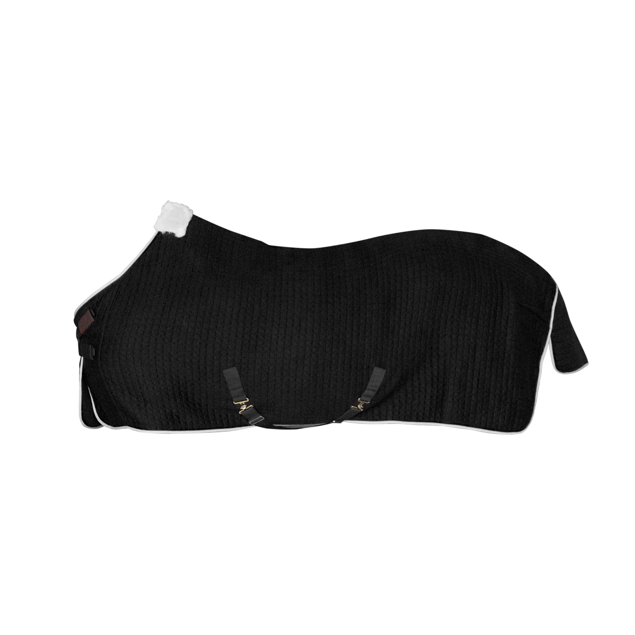 KENTUCKY® HORSEWEAR Abschwitzdecke PROTherm, schwarz Schwarze Abschwitzdecke PROTherm mit texturierter Oberfläche, weißem Widerristpolster und verstellbarer Kreuzbegurtung.