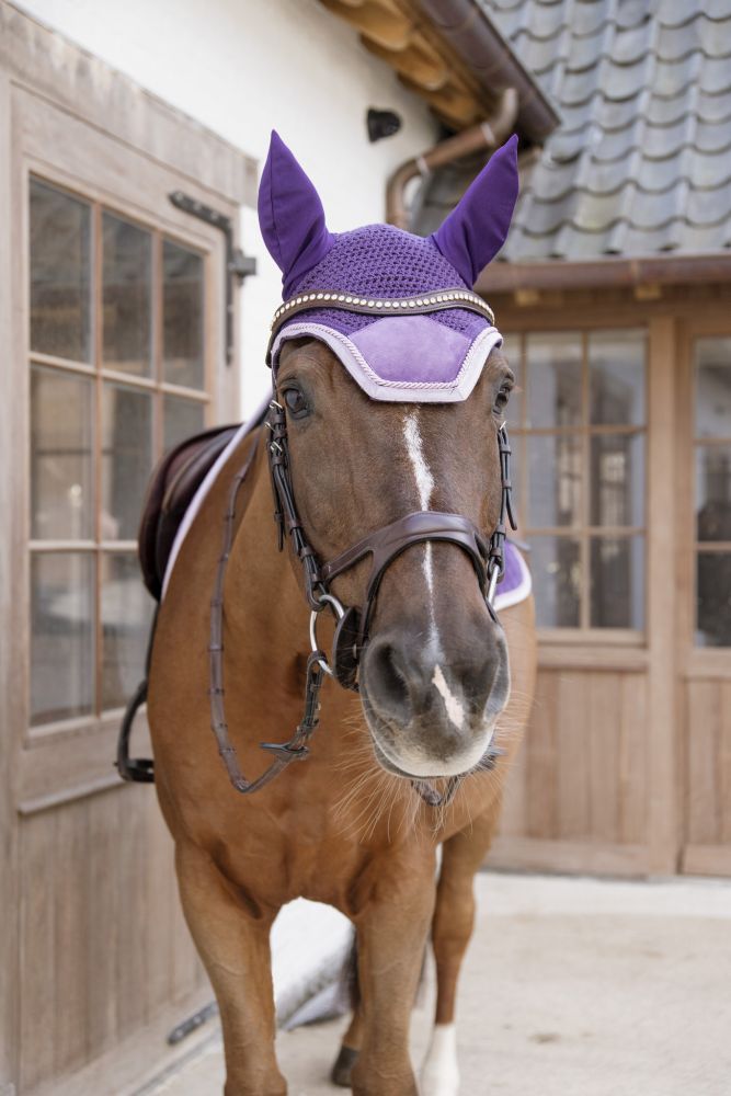 KENTUCKY® HORSEWEAR Fliegenhaube Wellington Velvet Contrast, königliches violett