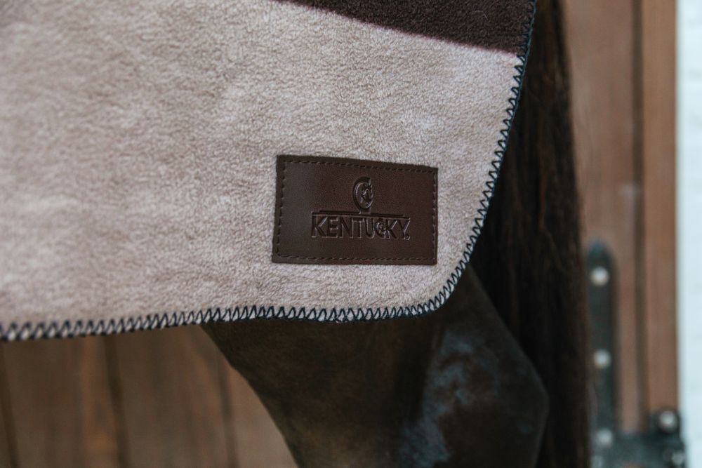 KENTUCKY® HORSEWEAR Fleecedecke Square Stripes Heavy, braun/beige