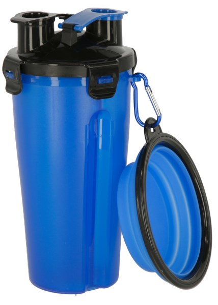 KERBL Futter- und Wasserbehälter 2x350ml, inkl. Reisenapf, blau