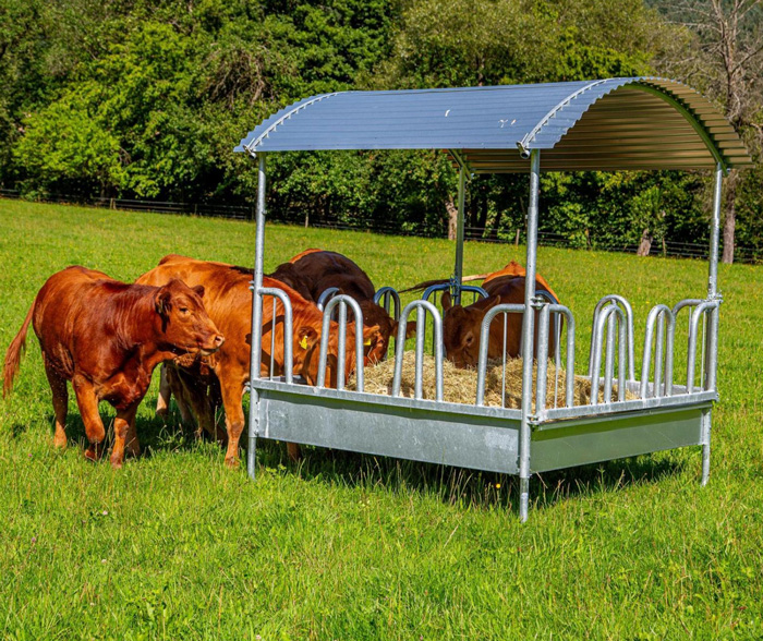 STALLBEDARF24 Viereckraufe mit Palisadenfressgittern
