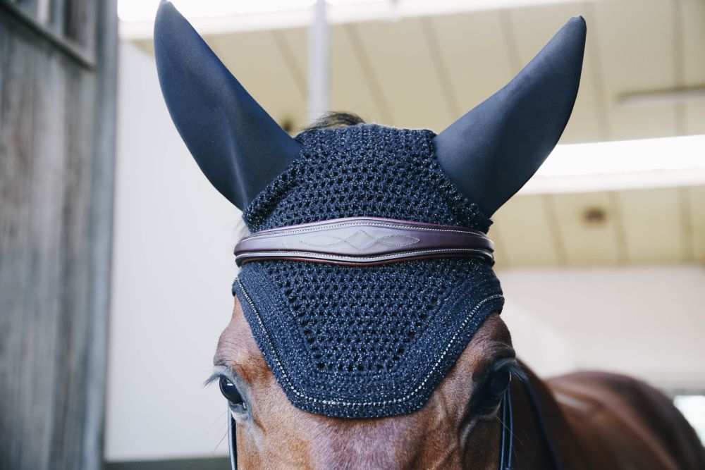 KENTUCKY® HORSEWEAR Fliegenhaube Wellington Sparkling Soundless, marine