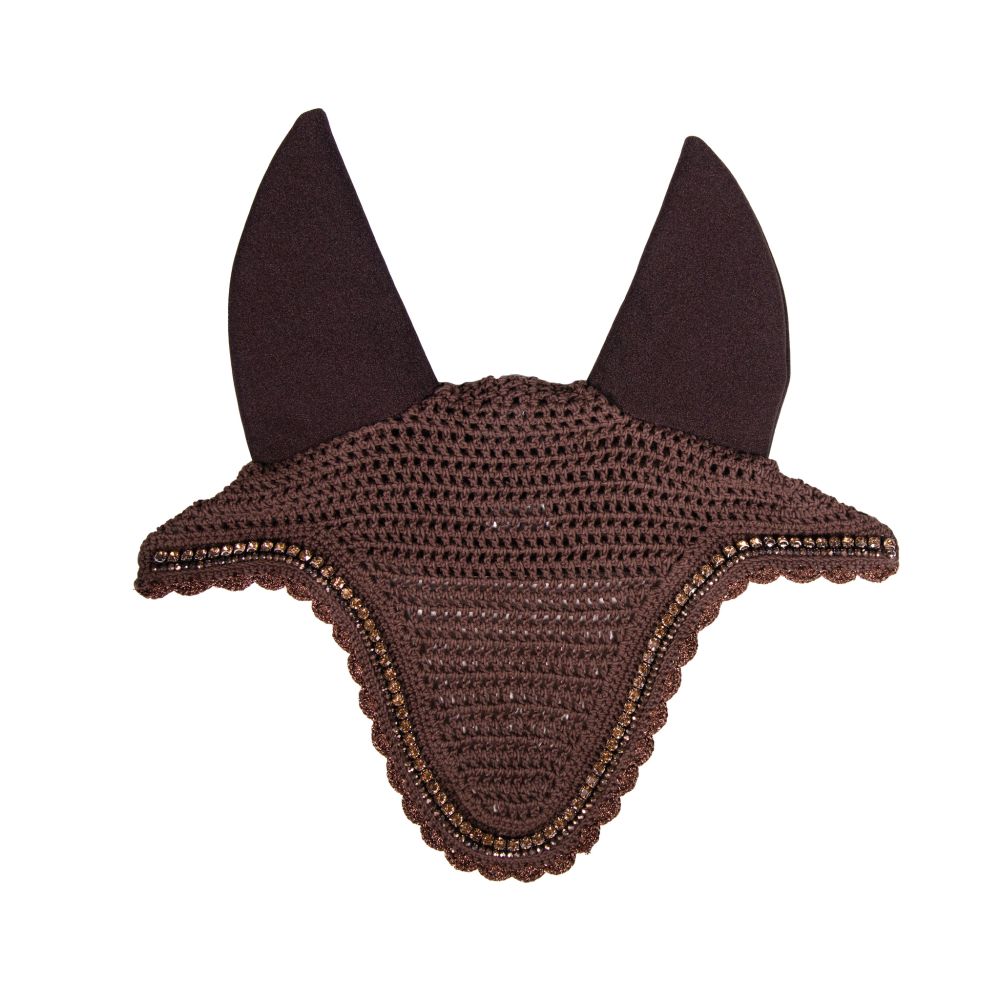 KENTUCKY® HORSEWEAR Fliegenhaube Stone & Pearl lang Soundless, braun