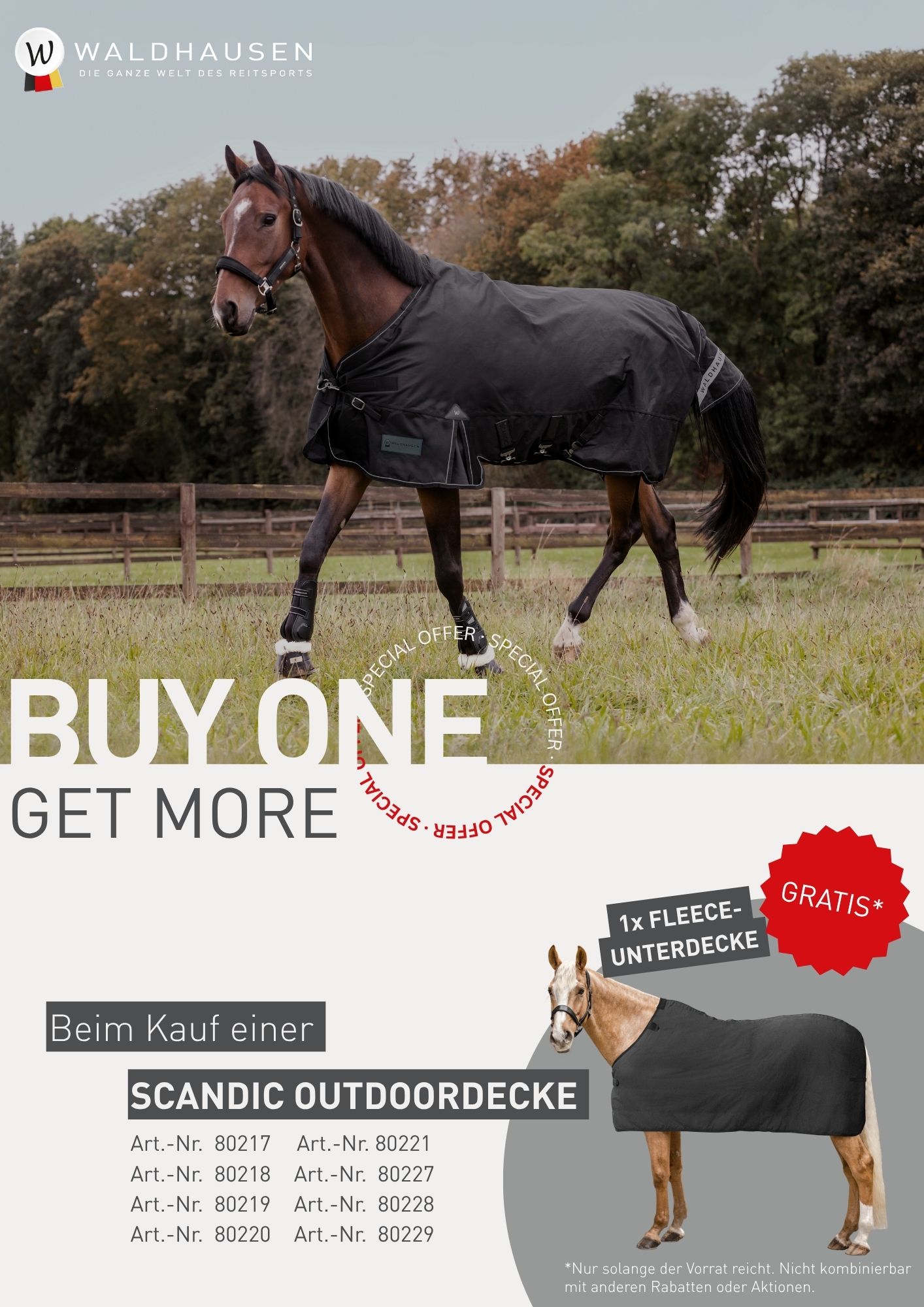 WALDHAUSEN SCANDIC Outdoordecke, 50 g, nachtblau Waldhausen Aktion: Zu jeder Scandic Outdoordecke eine schwarze Fleeceunterdecke gratis für das Pferd.