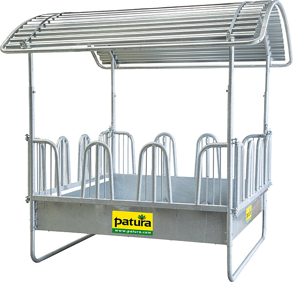 PATURA Compact-Viereckraufe mit Sicherheits-Palisadenfressgittern ohne Oberlenkerrohr
