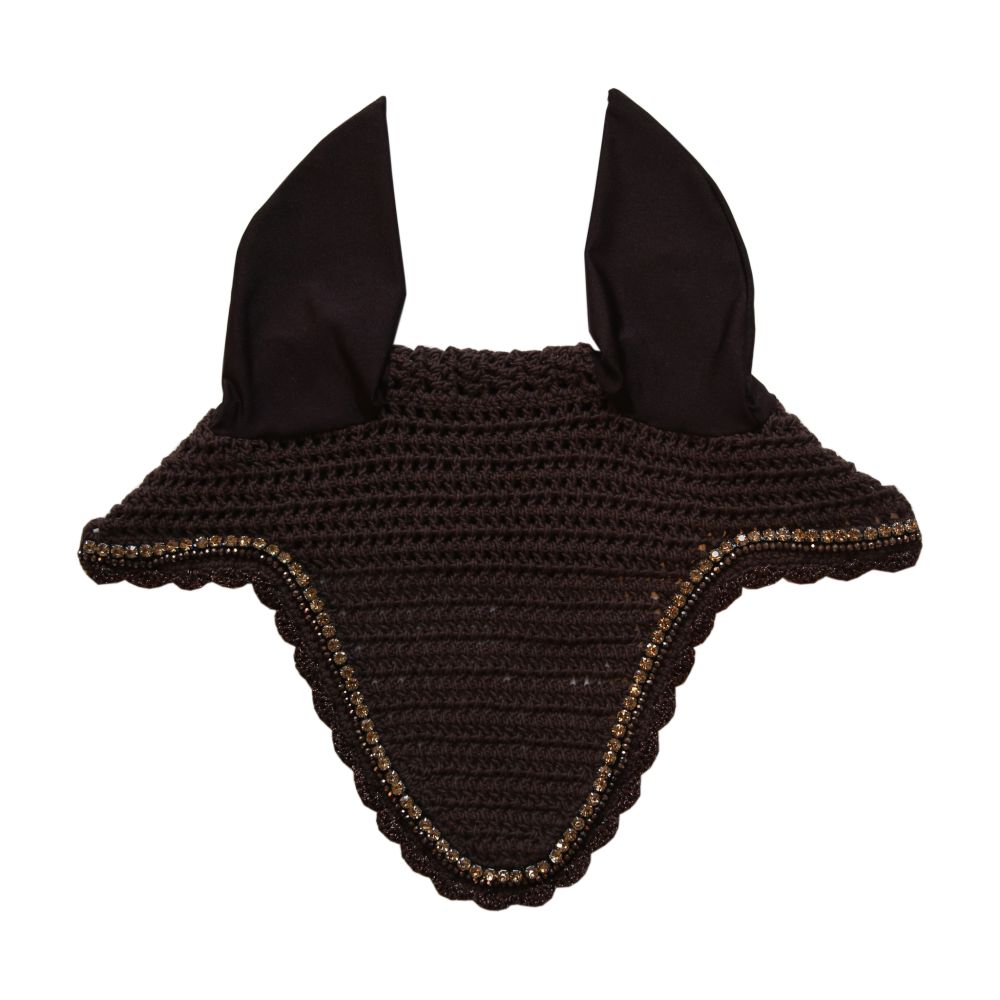KENTUCKY® HORSEWEAR Fliegenhaube Stone & Pearl lang, braun