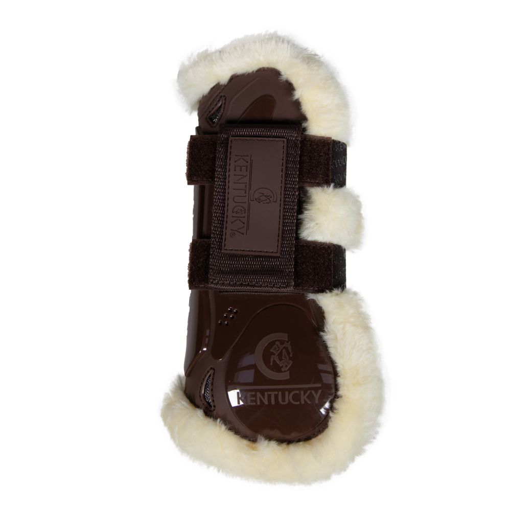 KENTUCKY® HORSEWEAR vegane Lammfell-Springgamasche Velcro, braun
