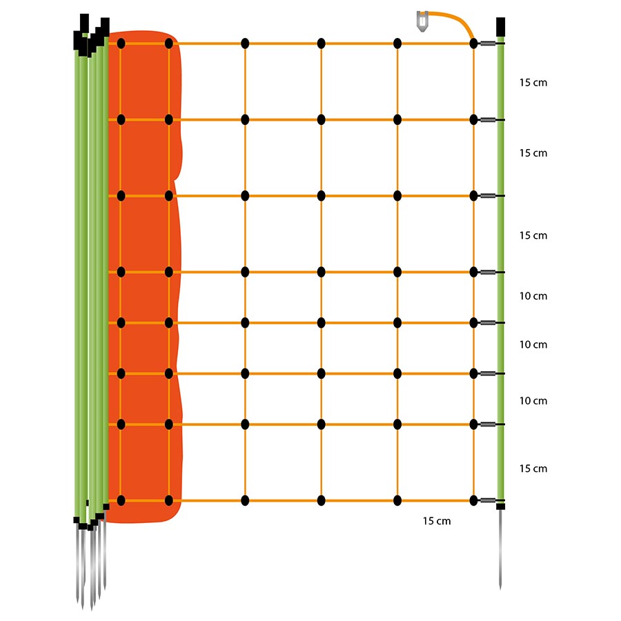 GALLAGHER Schafsnetz, 90 cm, 50 m, grüne Pfähle