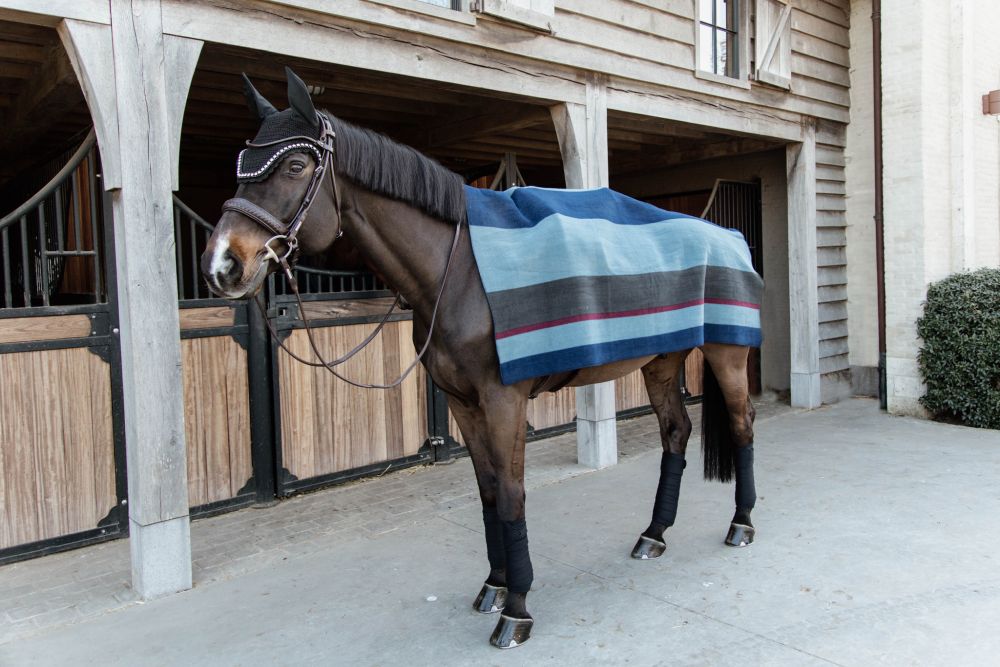 KENTUCKY® HORSEWEAR Fleecedecke Square Stripes Heavy, marine/grau