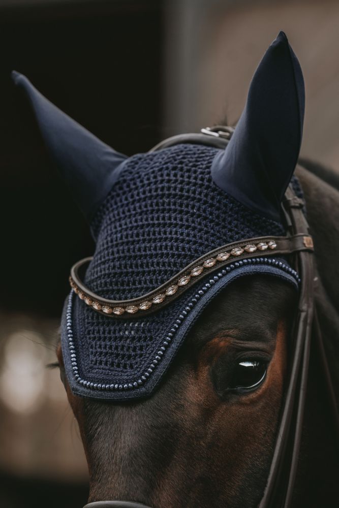 KENTUCKY® HORSEWEAR Fliegenhaube Wellington mit Glitzereinfassung, schwarz
